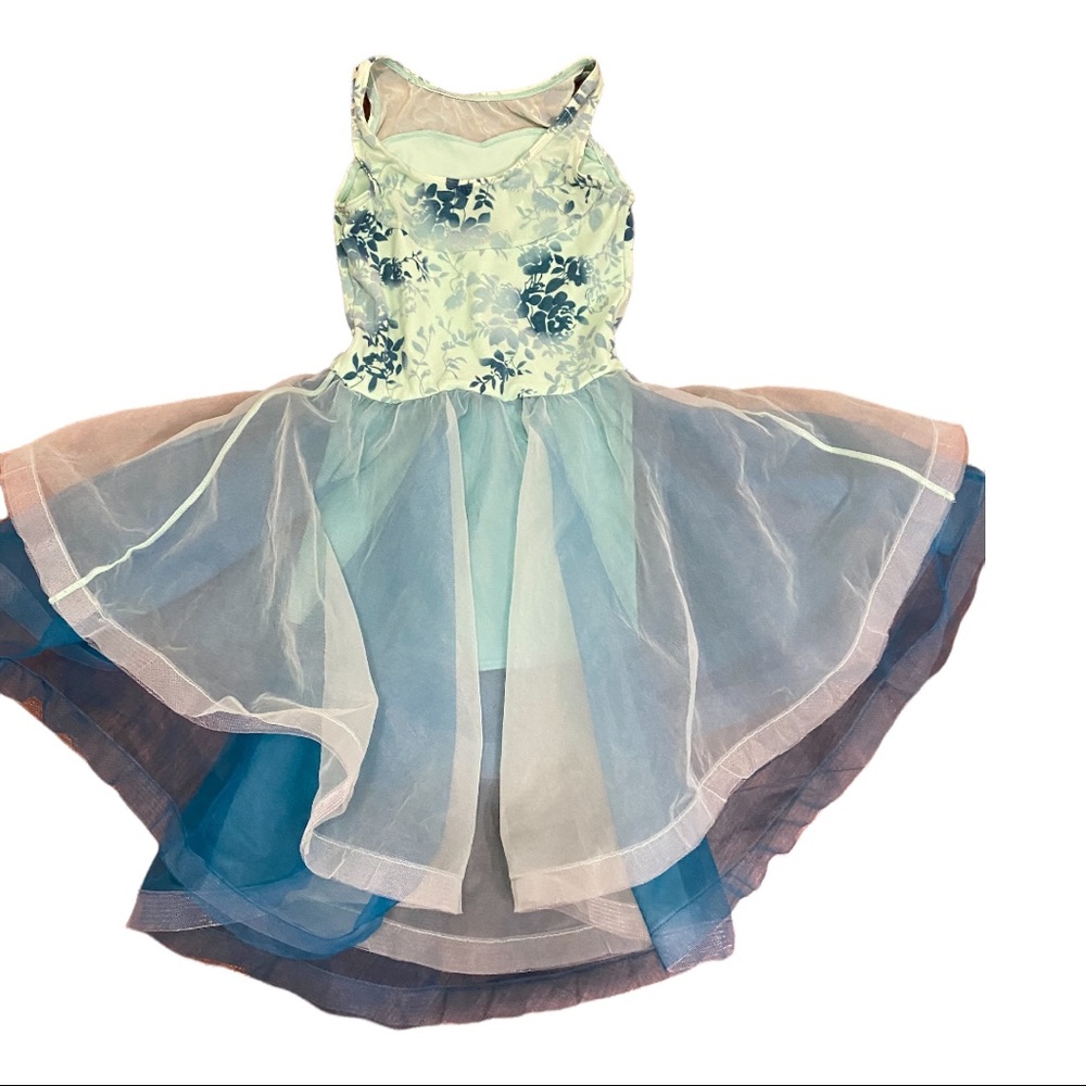 WEISSMAN Sage GREEN Recital DANCE Competition DRESS Child Medium Floral Tulle
